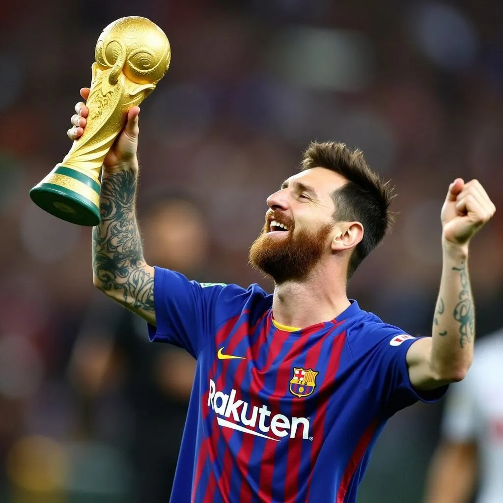 Lionel Messi Celebrates Golden Boot Award