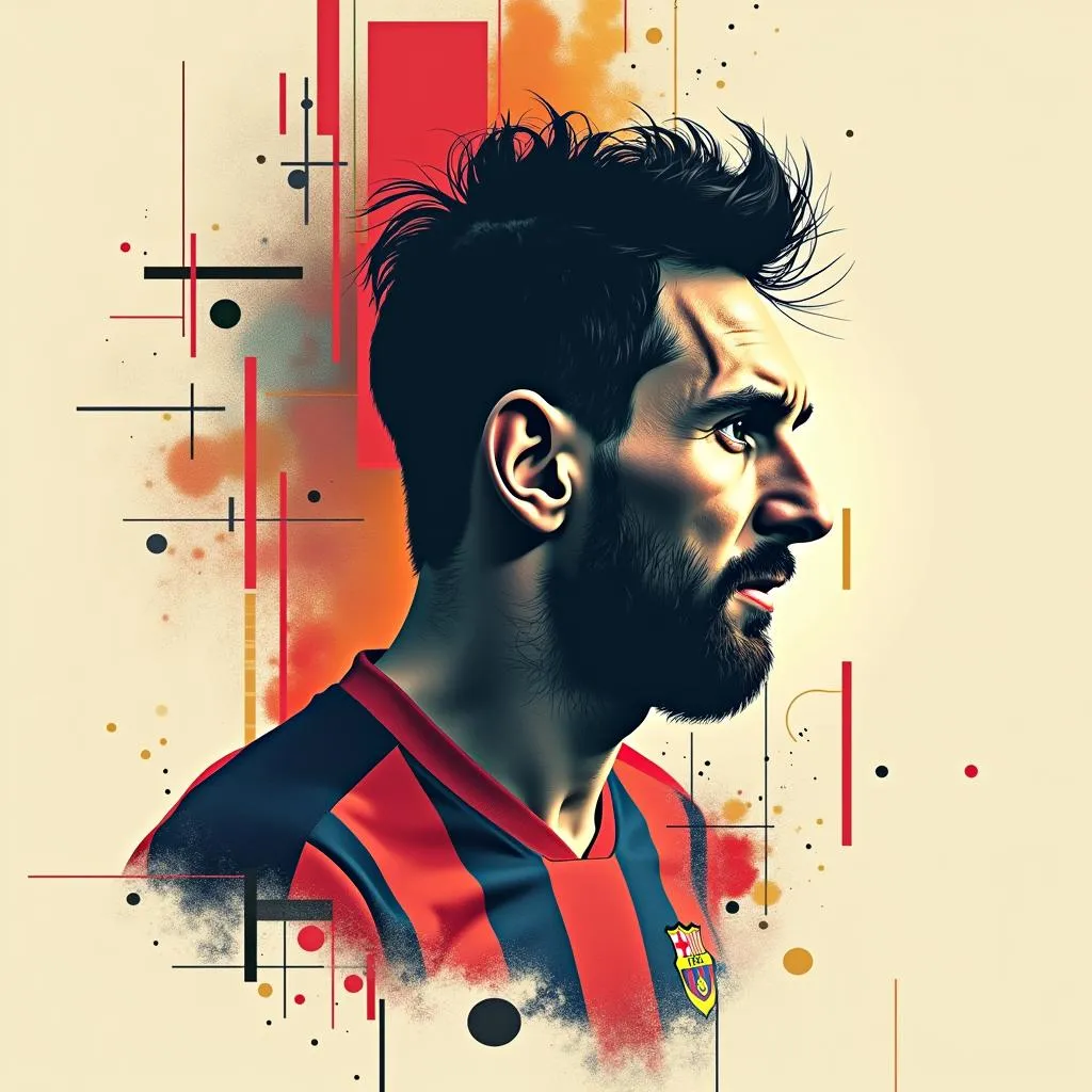 Messi's silhouette with a modern art design in 2019