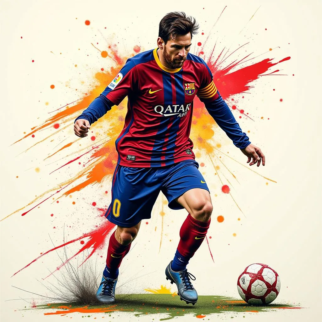 Abstract representation of Messi's style of play