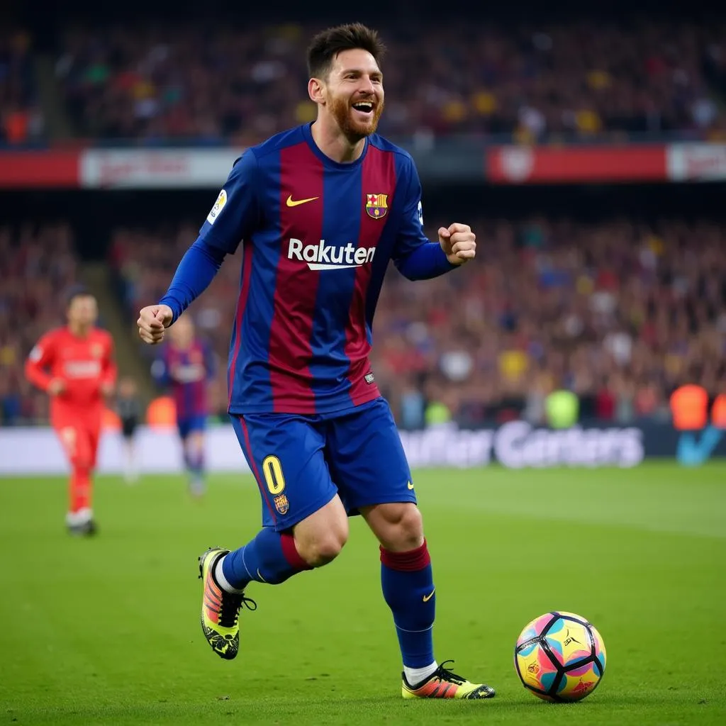 Lionel Messi Celebrating a Goal for Barcelona