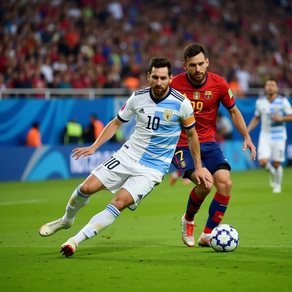 Bàn thắng đẹp mắt của Messi vào lưới Uruguay