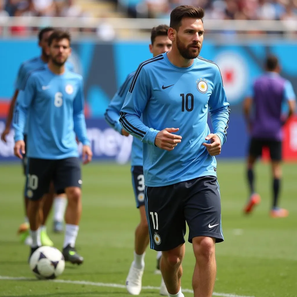 Messi cùng đội tuyển Argentina chuẩn bị cho Copa America 2024