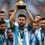 Lionel Messi nâng cúp Copa America