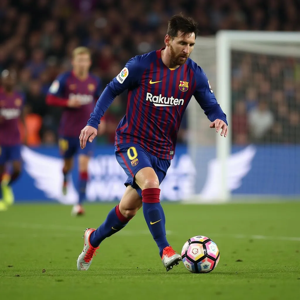 Hình ảnh Messi sử dụng kỹ thuật step over