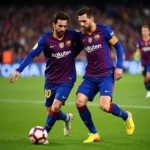 Messi và Griezmann trong màu áo Barcelona