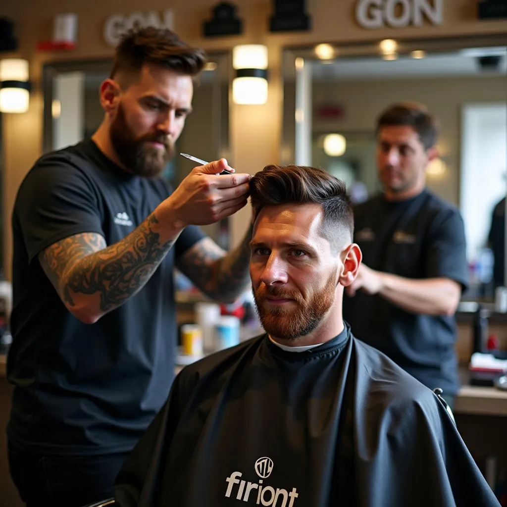 Barber Cutting Lionel Messi's 2016 Haircut