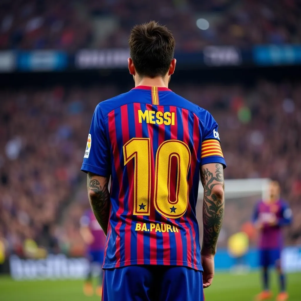 Messi khoác lên mình chiếc áo số 10 huyền thoại của Barcelona