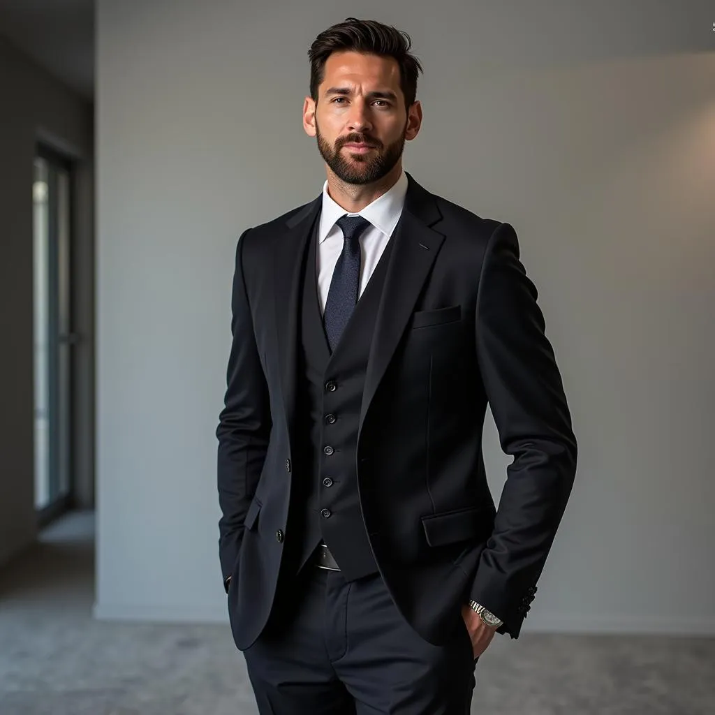 Lionel Messi mặc suit