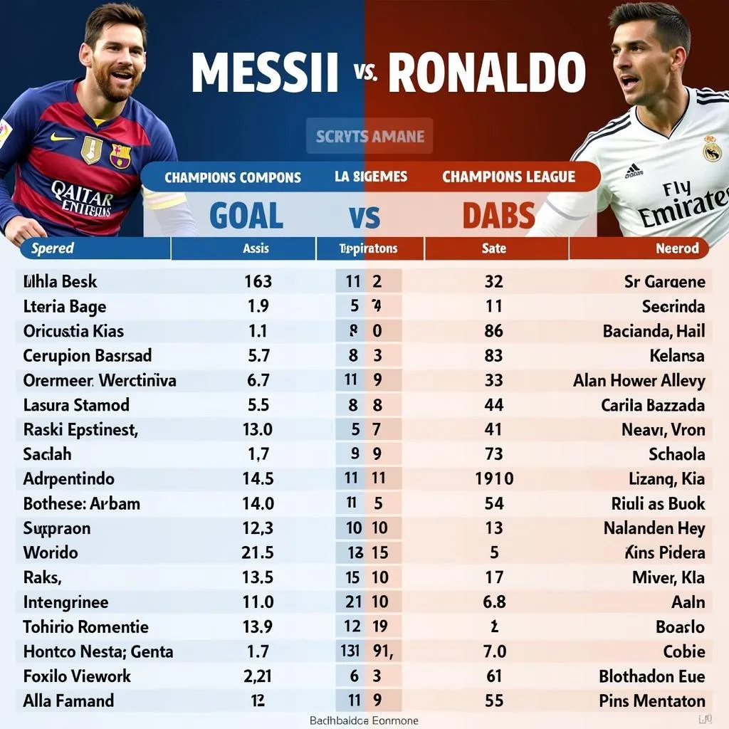 Messi and Ronaldo goals and stats comparison