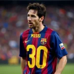 Lionel Messi trong màu áo Barcelona với số áo 30