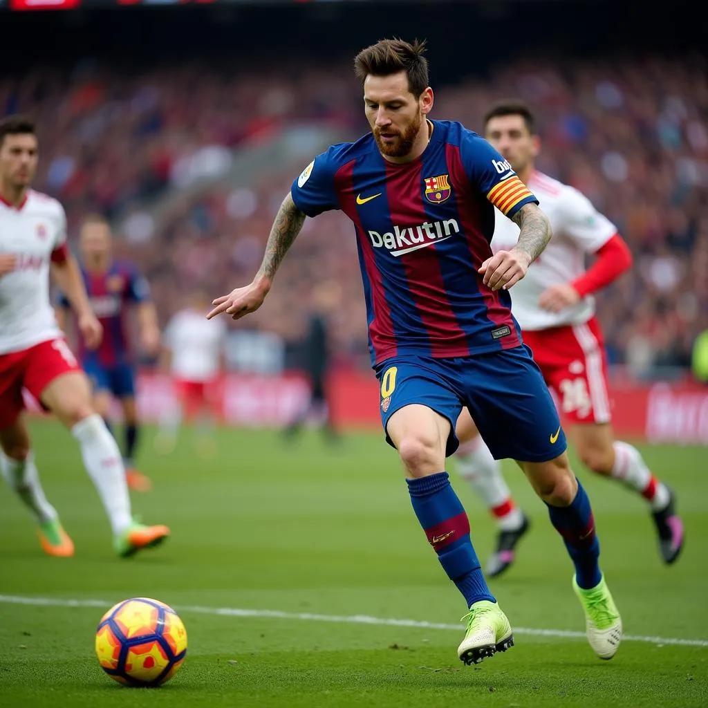 Messi solo qua hàng thủ đối phương