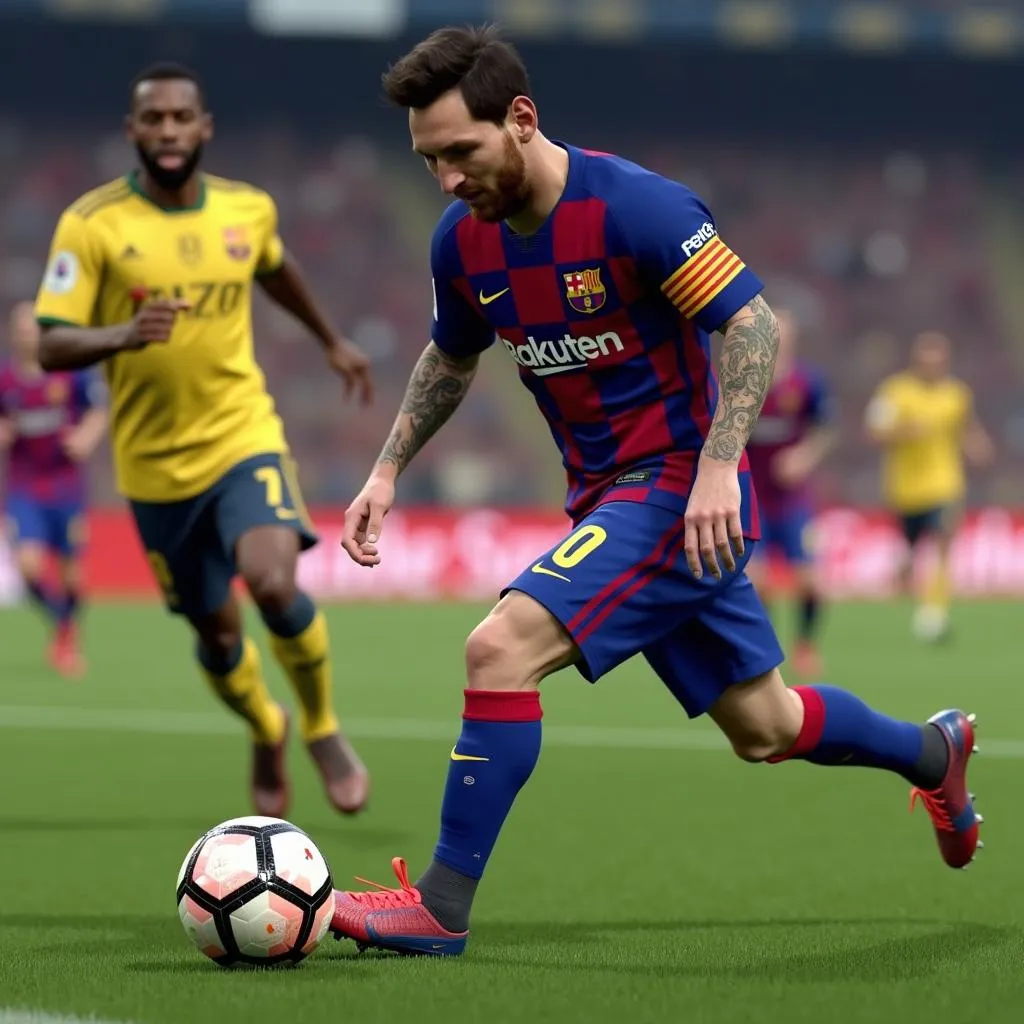 Messi sử dụng kỹ thuật dribbling trong FIFA 19