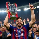 Messi nâng cao chiếc cúp Champions League