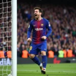 Messi Celebrating his Goal Against Celta Vigo