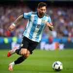 Lionel Messi in action for Argentina