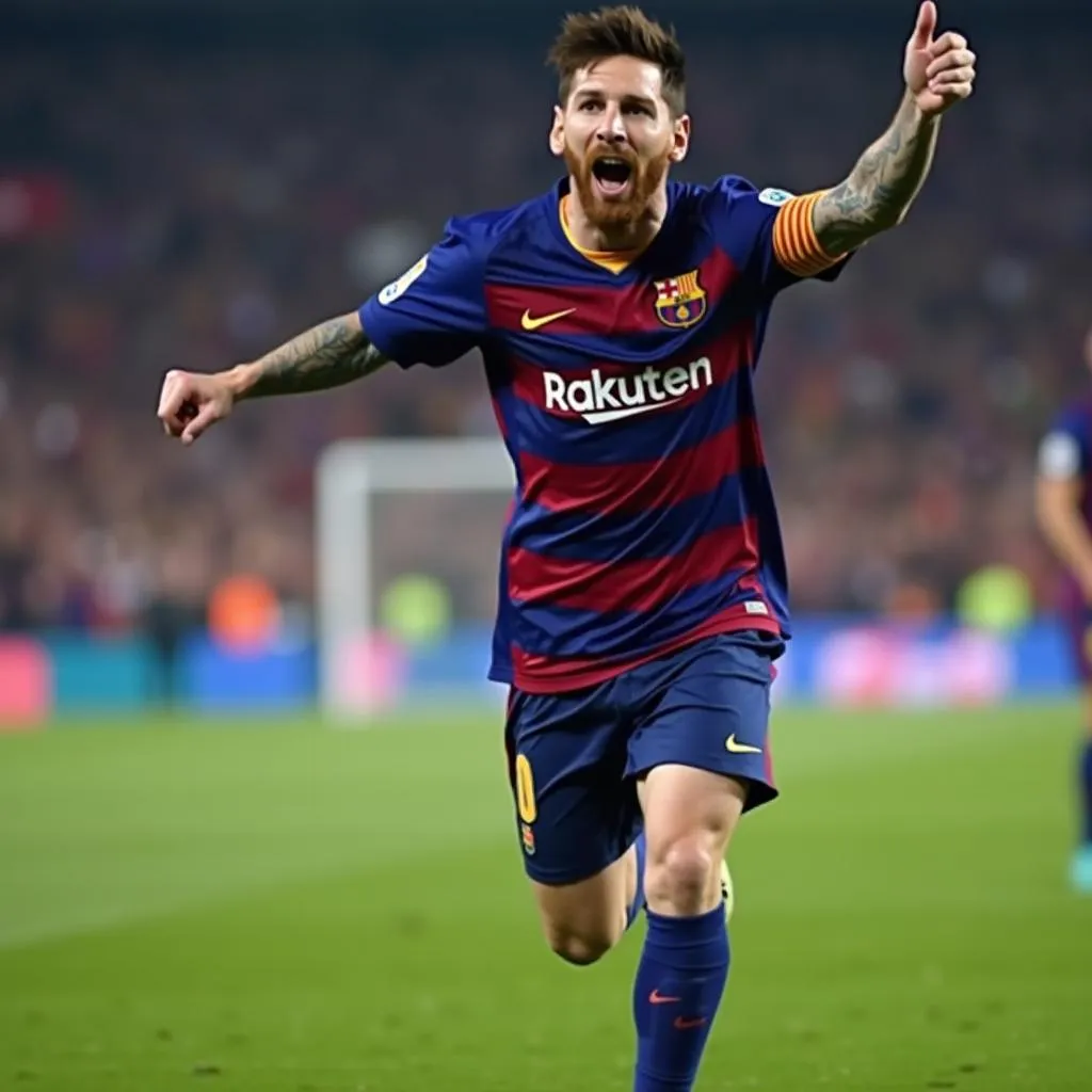 Lionel Messi đang ăn mừng bàn thắng