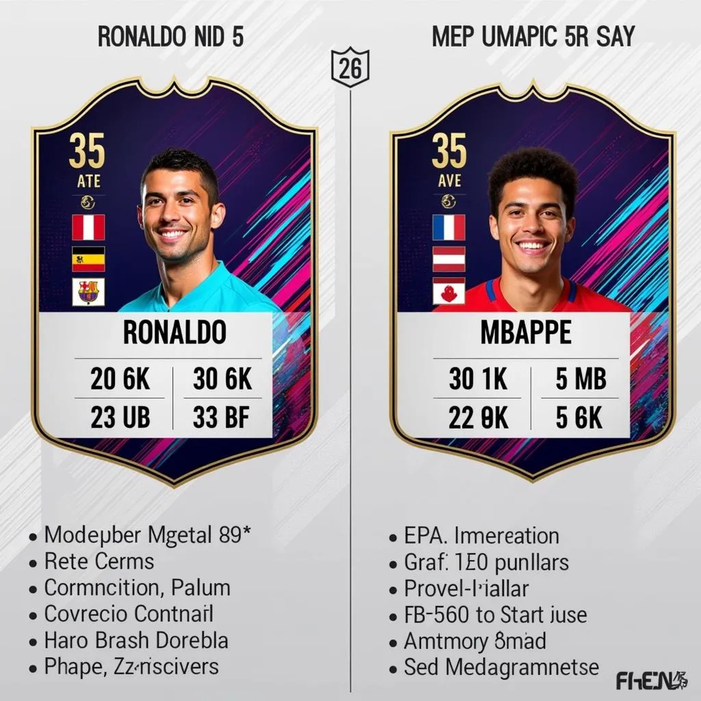 Thẻ cầu thủ Ronaldo NHD 5 và Mbappe NHD 5