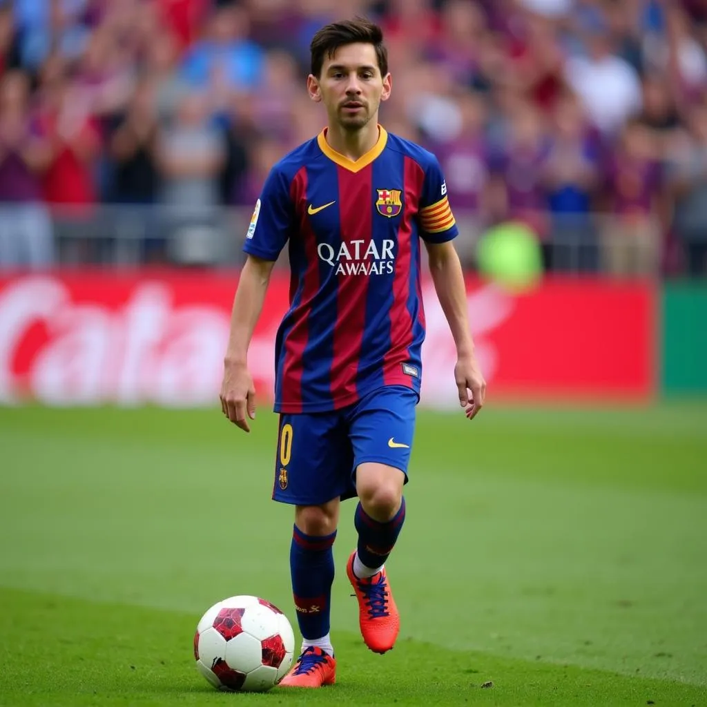 Thiago Messi playing football in Barcelona