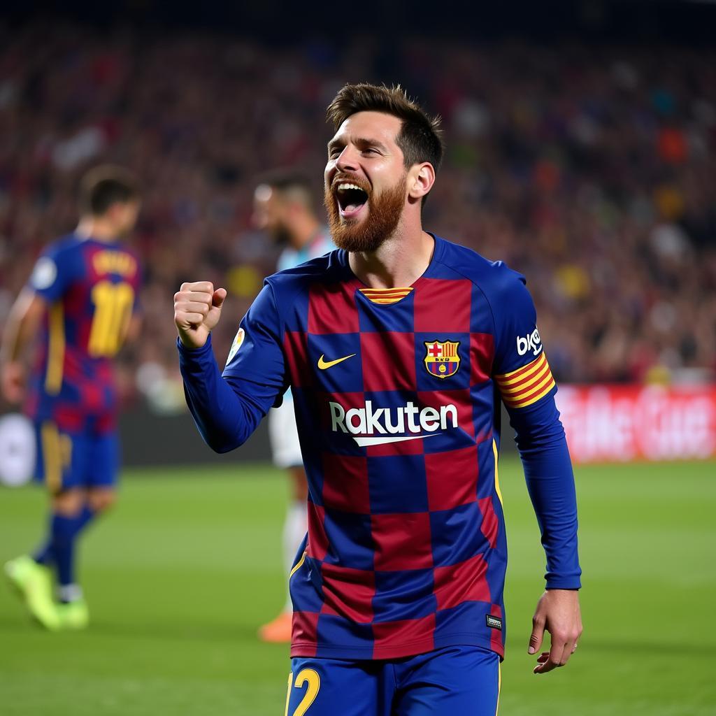 Messi ăn mừng bàn thắng đầy cảm xúc trong trận đấu năm 2020