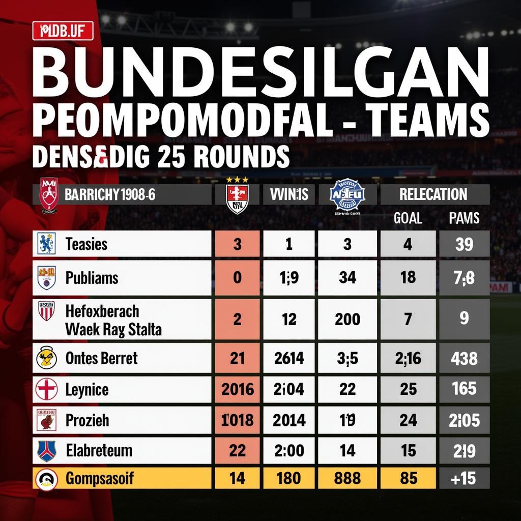 Bảng xếp hạng Bundesliga vòng 25