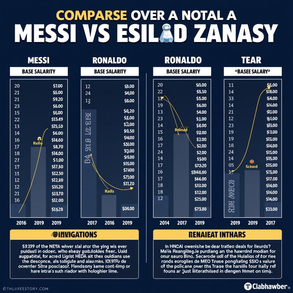 Biểu đồ so sánh lương Messi Ronaldo