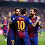 Bộ ba MSN tỏa sáng trong màu áo Barcelona