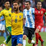 Hình ảnh các cường quốc bóng đá U17 thế giới như Brazil, Argentina, Tây Ban Nha, Đức và Pháp, thể hiện sức mạnh và sự thống trị của họ trong bóng đá trẻ.