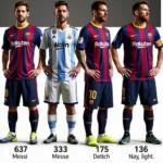 Sự thay đổi chiều cao của Messi theo thời gian