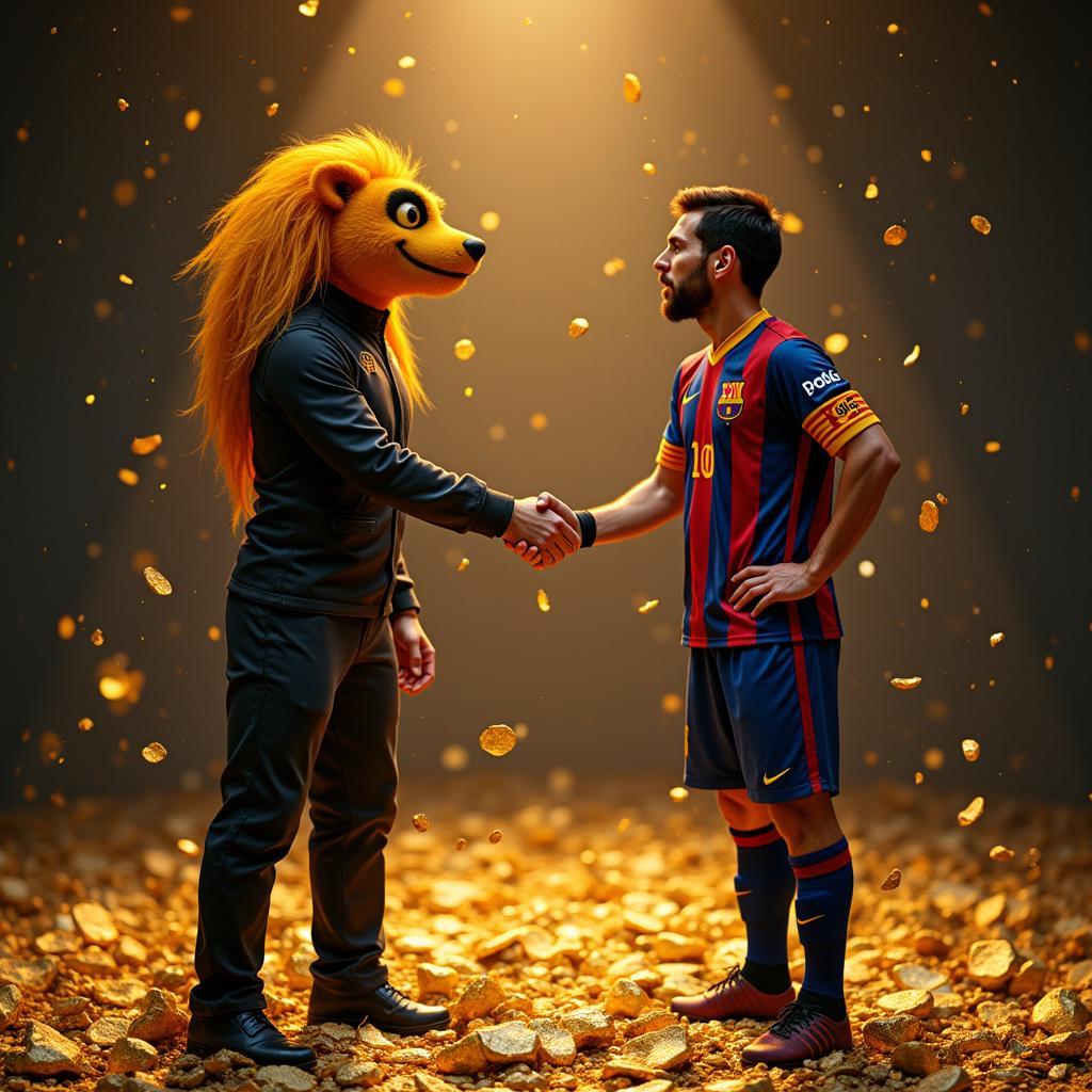 Ferengi and Messi Shaking Hands