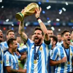 Hình nền điện thoại Messi ăn mừng chiến thắng World Cup 2022