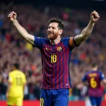 Hình nền Messi 10 đang ăn mừng chiến thắng