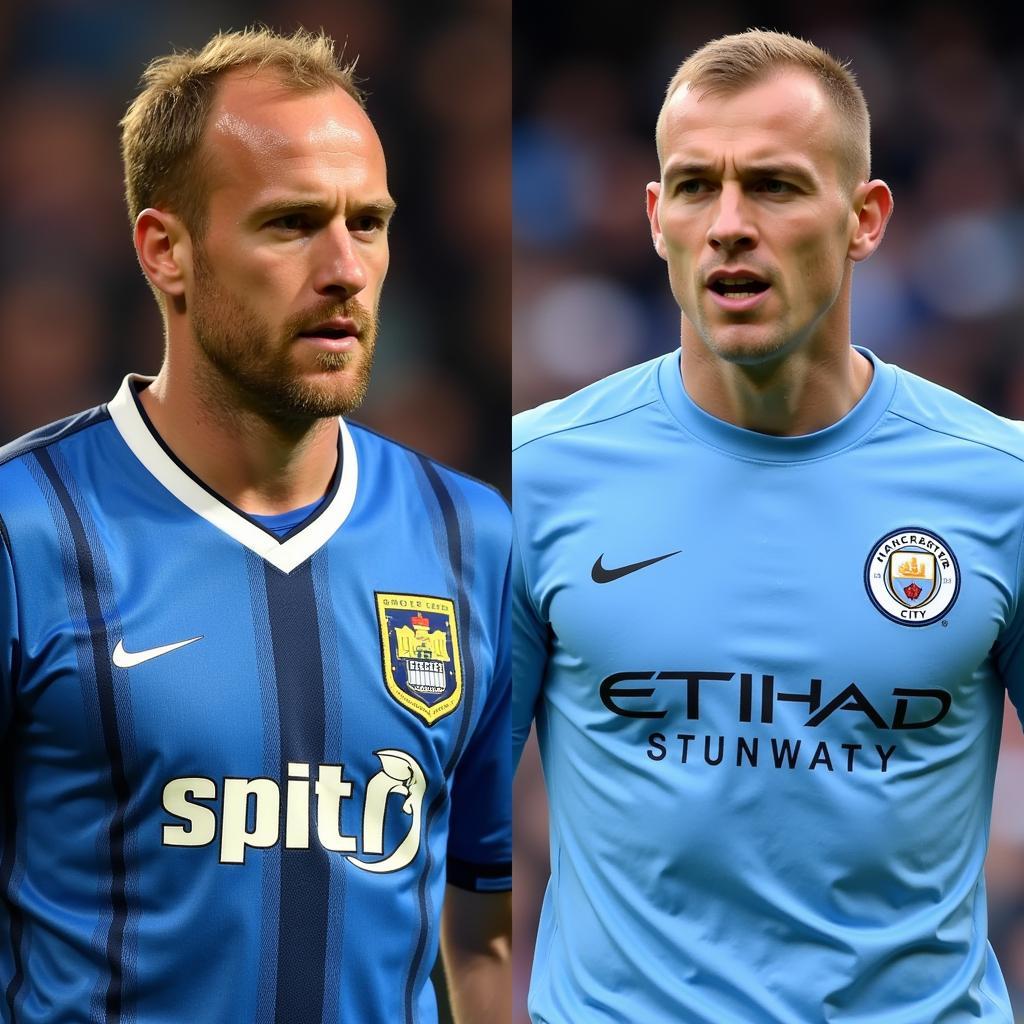 Joe Hart trong màu áo Shrewsbury Town và Manchester City