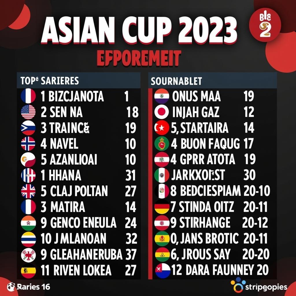 Tổng quan kết quả bóng đá Asian Cup 2023