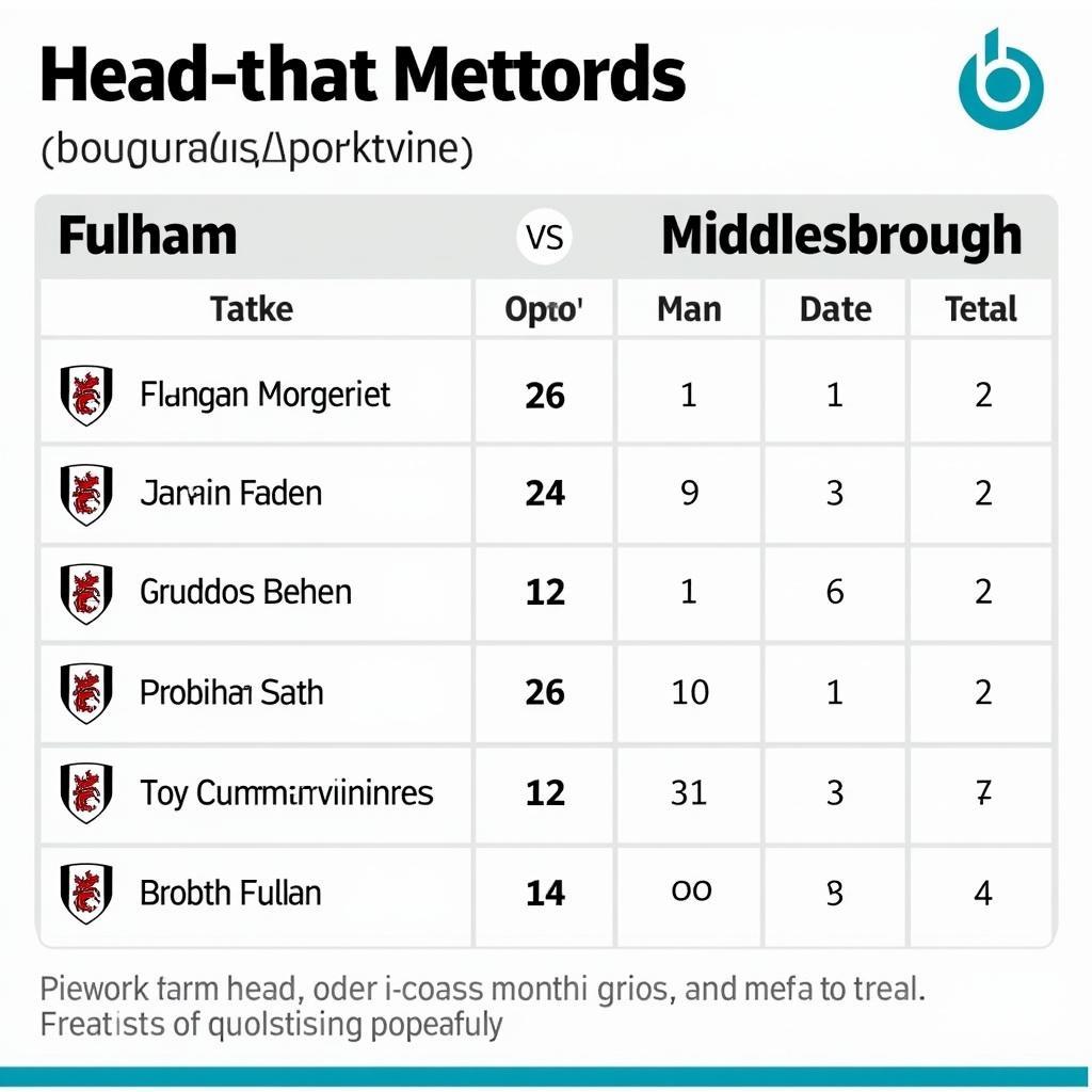 Lịch sử đối đầu giữa Fulham và Middlesbrough