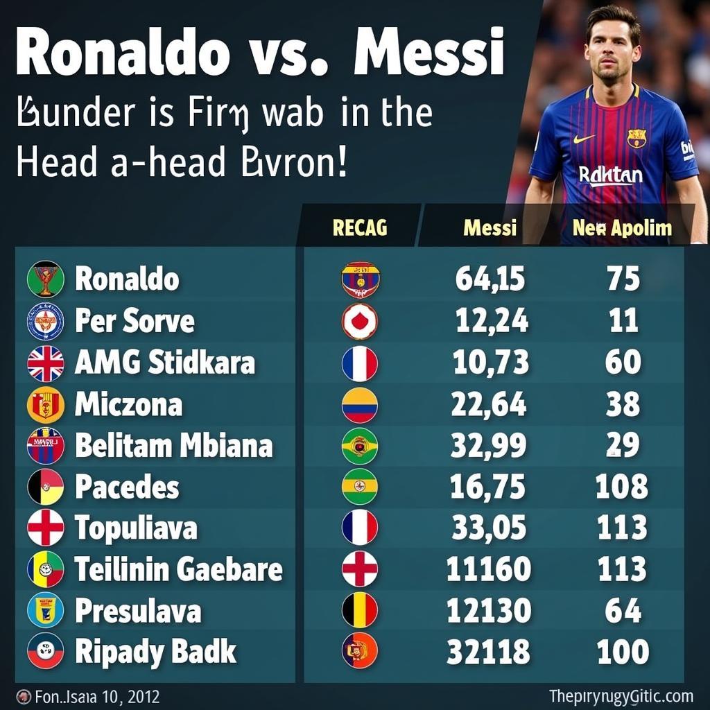 Lịch sử đối đầu giữa Ronaldo và Messi - Biểu đồ thống kê số lần đối đầu và kết quả giữa hai cầu thủ