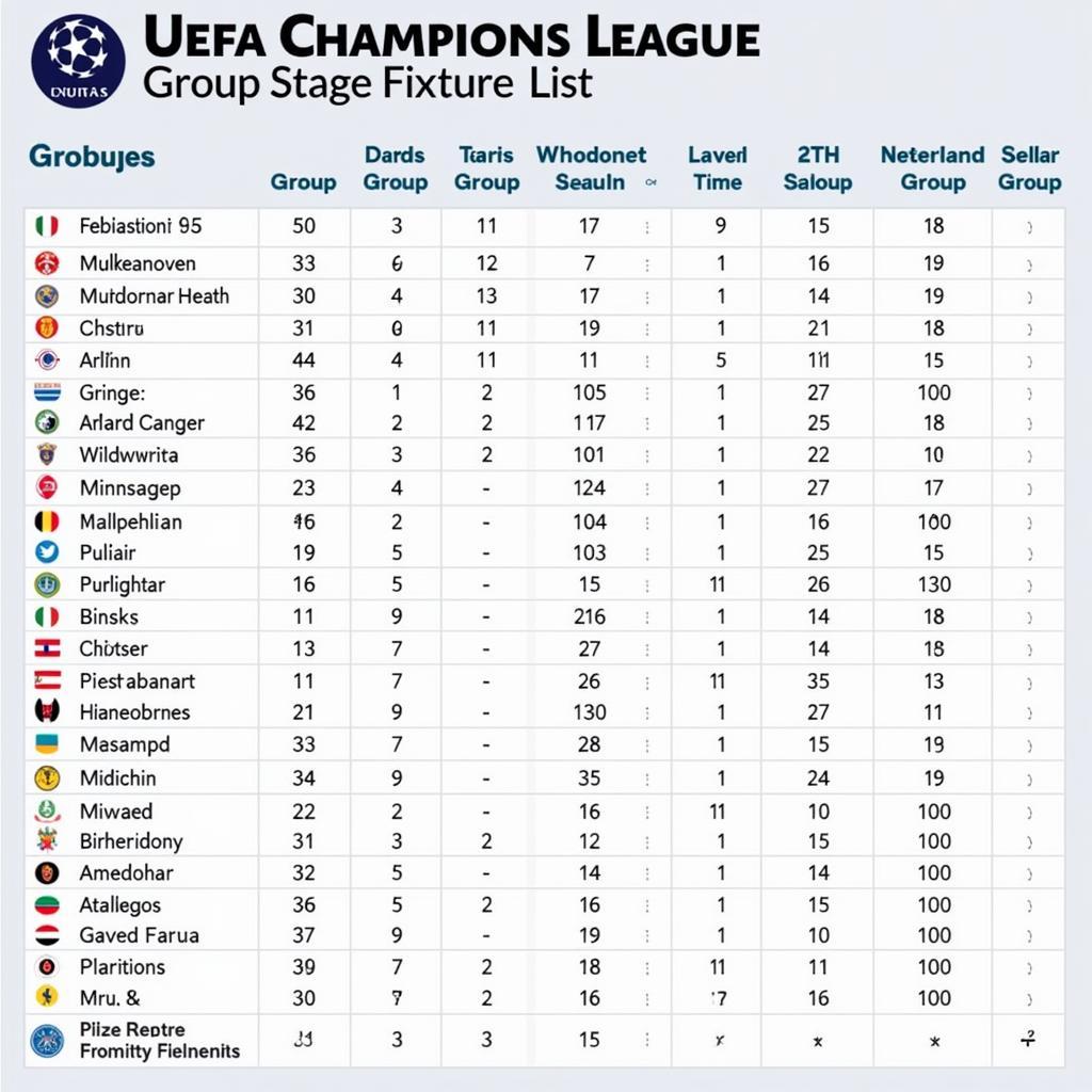 Lịch thi đấu UEFA Champions League vòng bảng