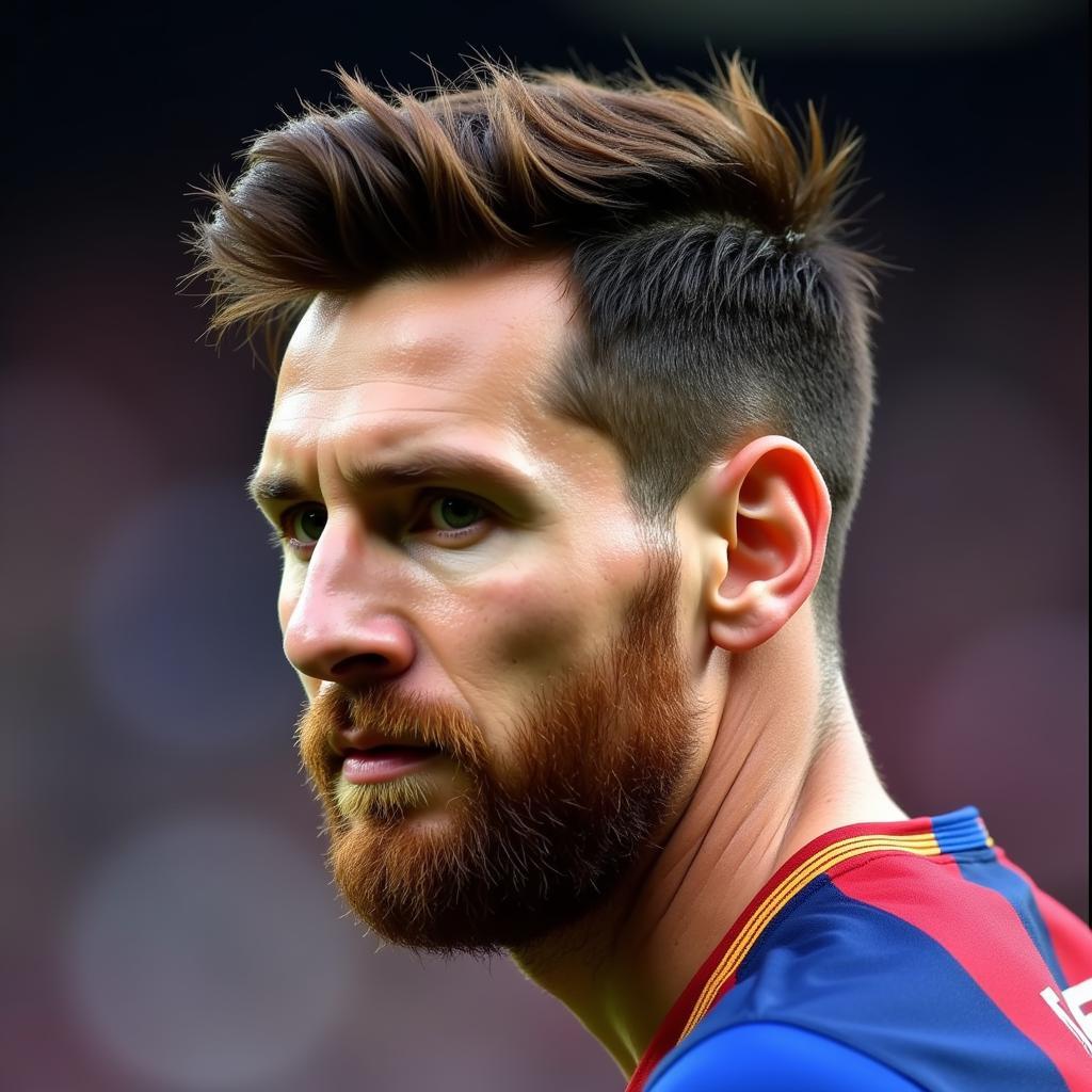 Lionel Messi với kiểu tóc mới năm 2018