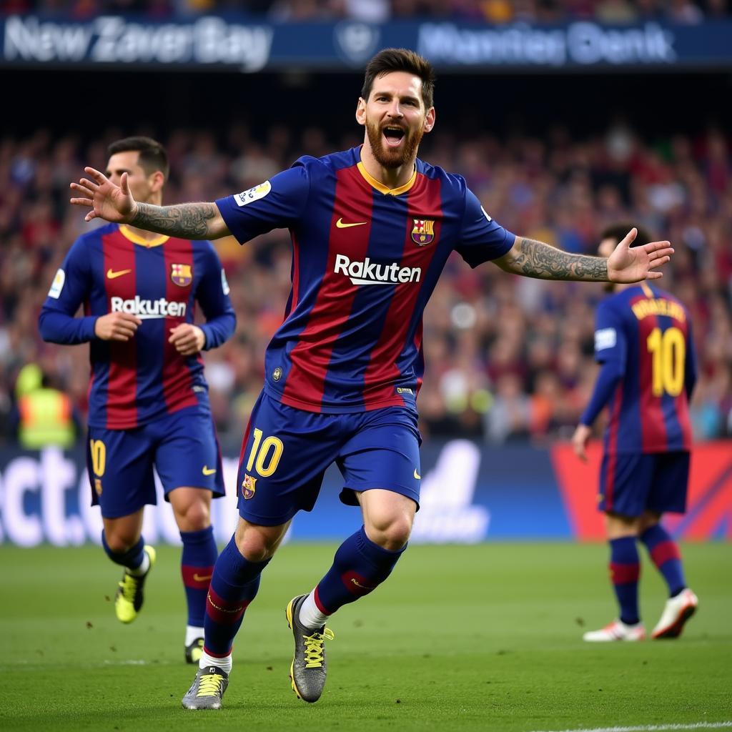 Messi ăn mừng bàn thắng quan trọng