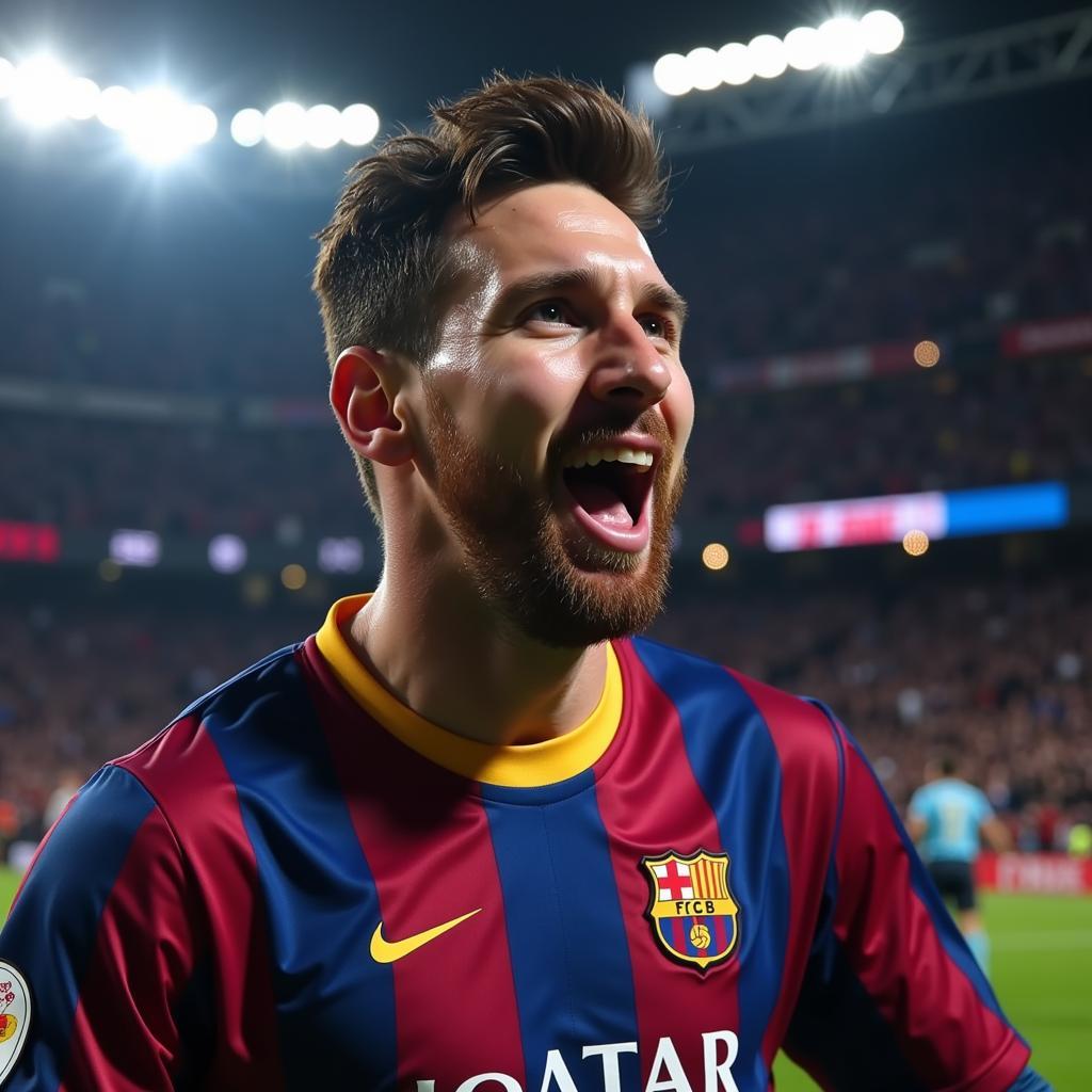 Messi ăn mừng bàn thắng thứ tư