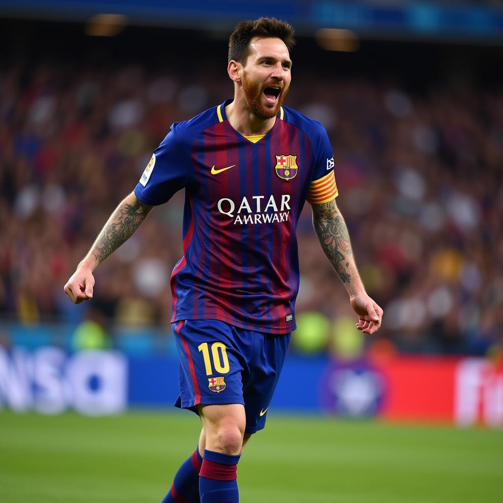 Messi ăn mừng bàn thắng World Cup 2018