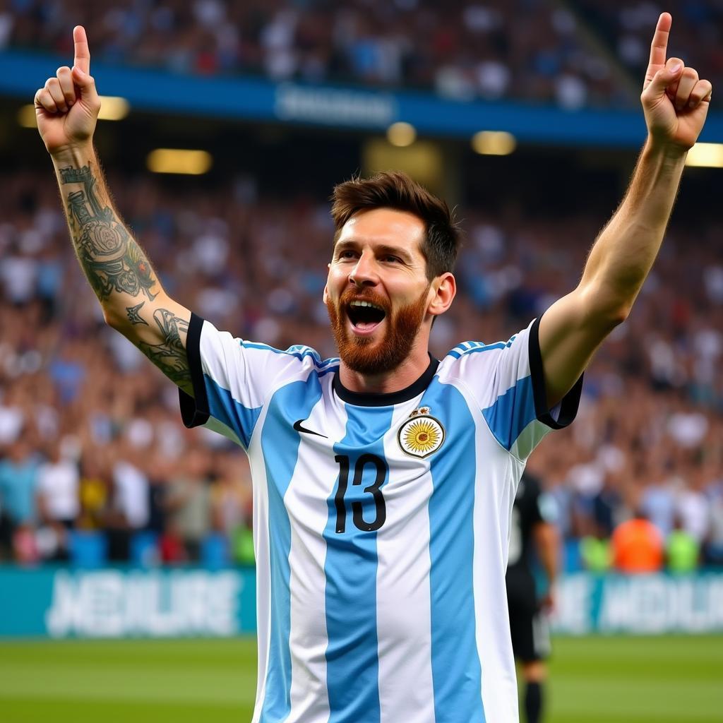 Messi ăn mừng bàn thắng World Cup