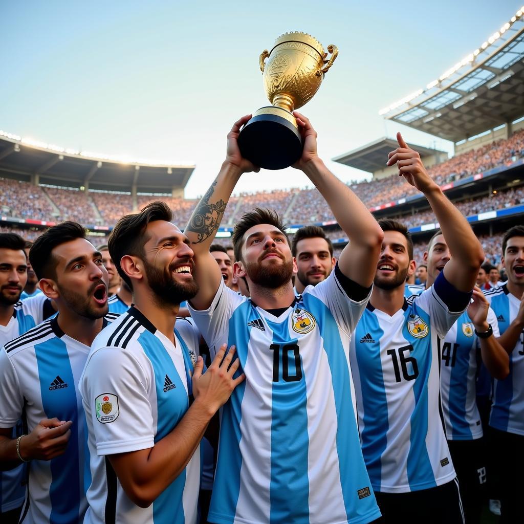 Messi ăn mừng chiến thắng World Cup 2022