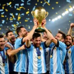 Messi Argentina Copa America - Messi nâng cúp vô địch Copa America cùng đồng đội