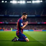 Messi cầu nguyện trên sân cỏ