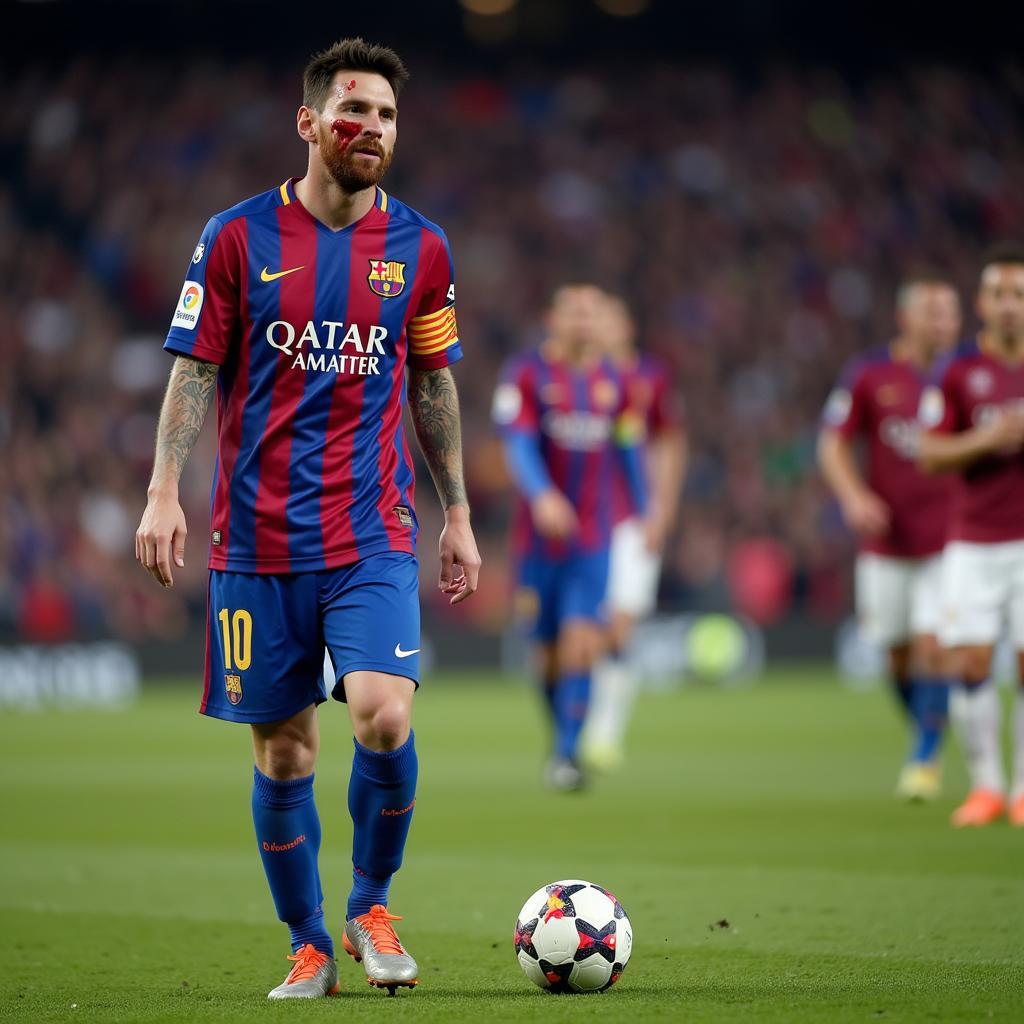 Messi chảy máu mũi trong trận đấu