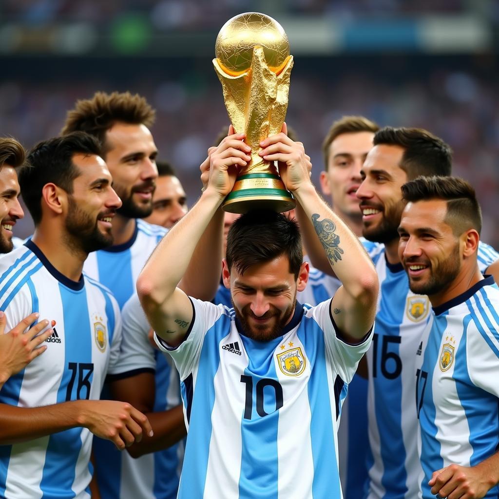 Messi cùng đồng đội nâng cúp World Cup 2022