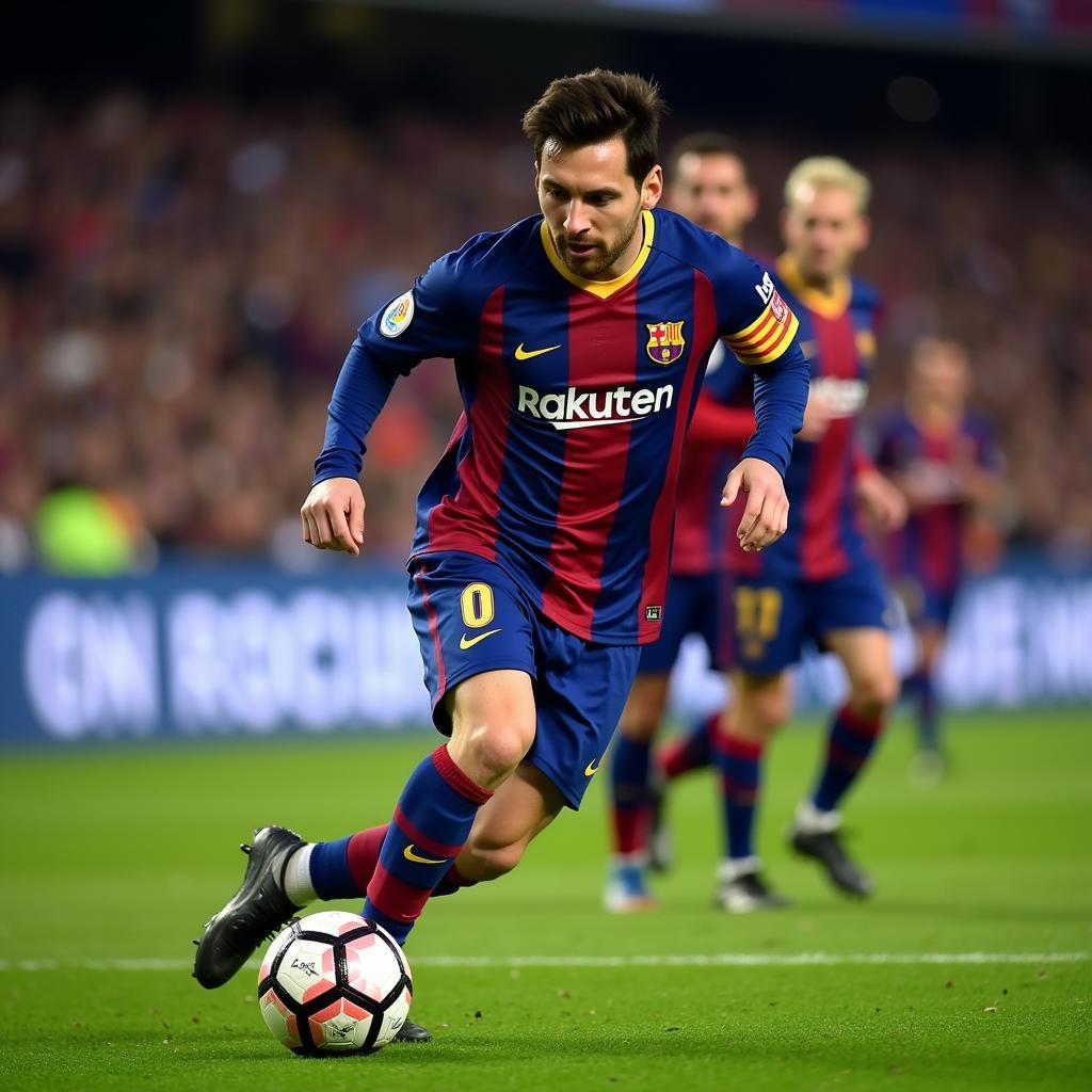 Hình nền Messi rê bóng kỹ thuật cao cấp HD