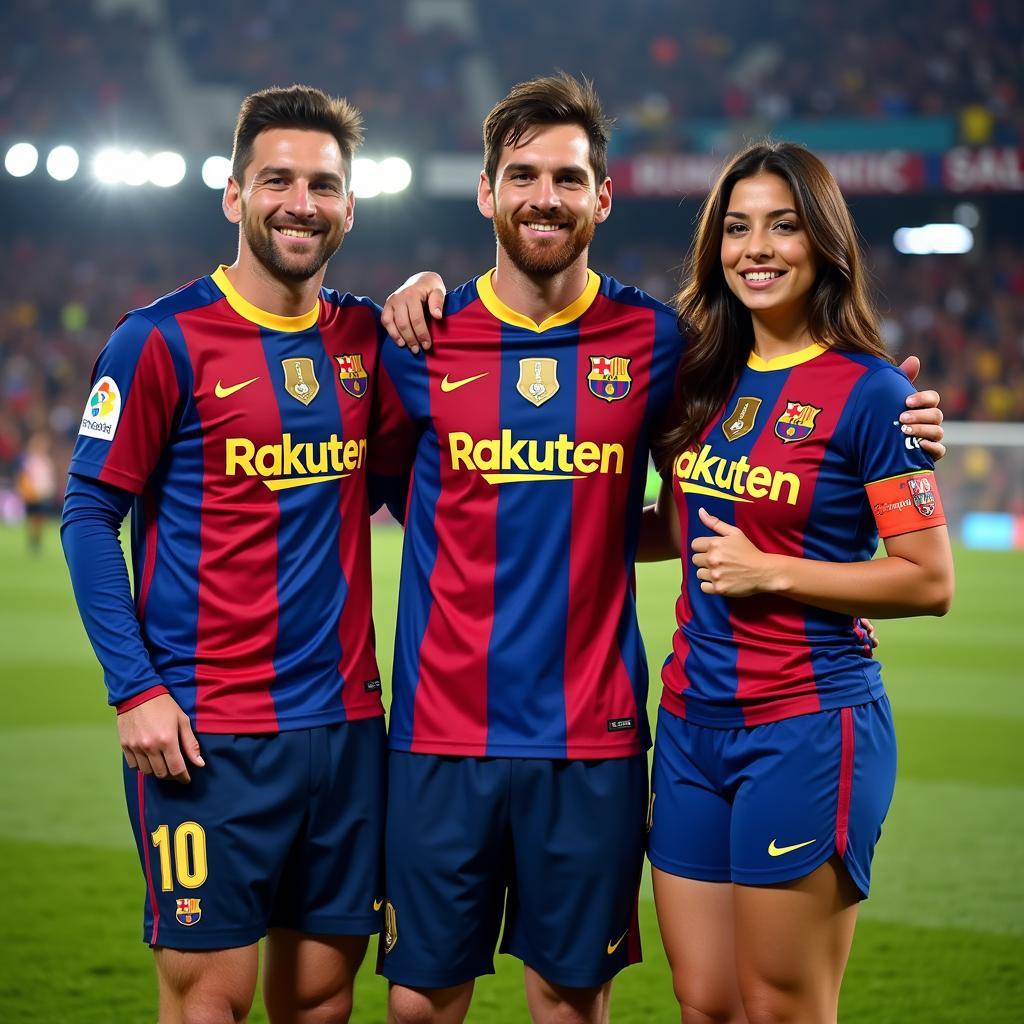 Lionel Messi's family including his mother, Celia Cuccittini, celebrating a victory.