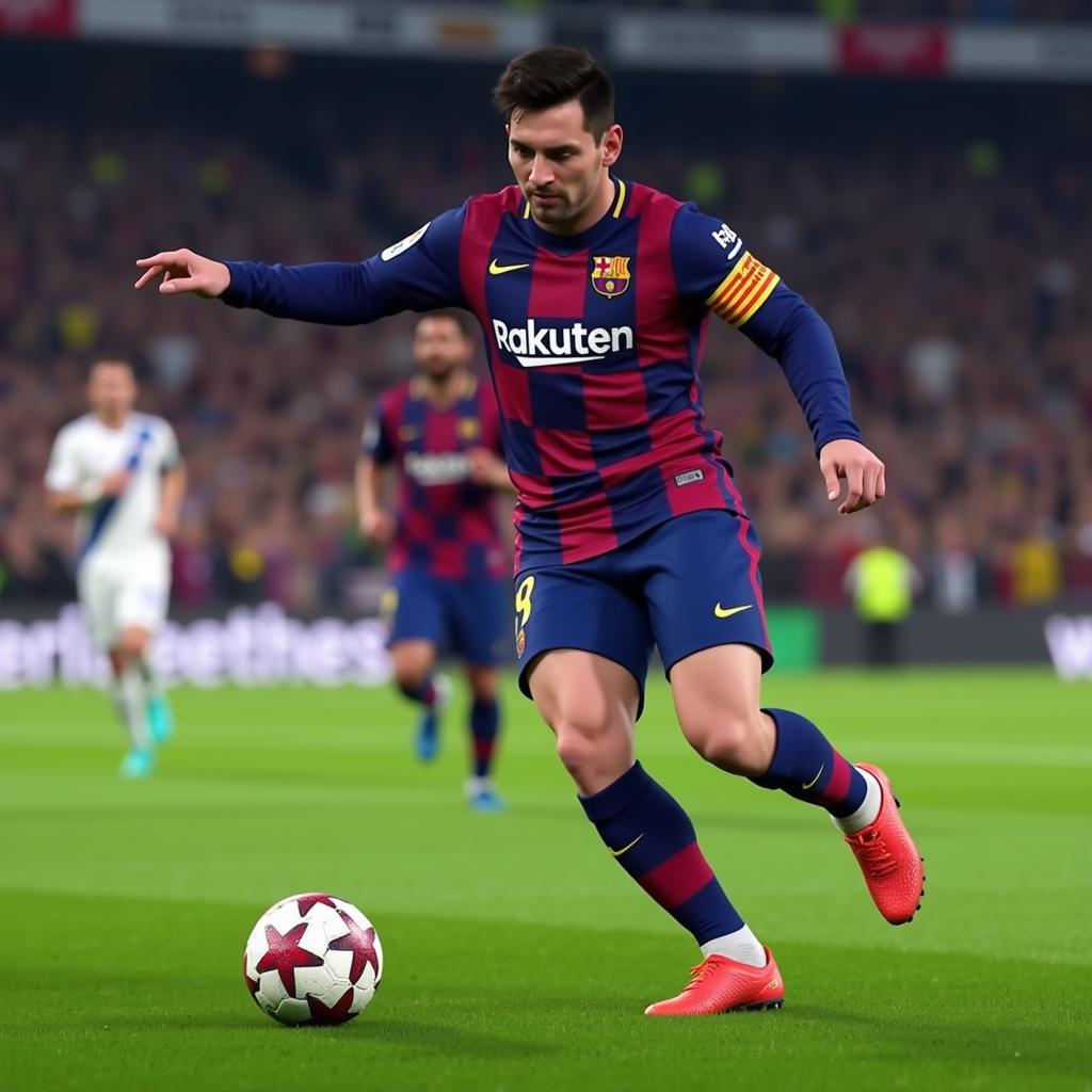 Messi dribbling in FIFA 19