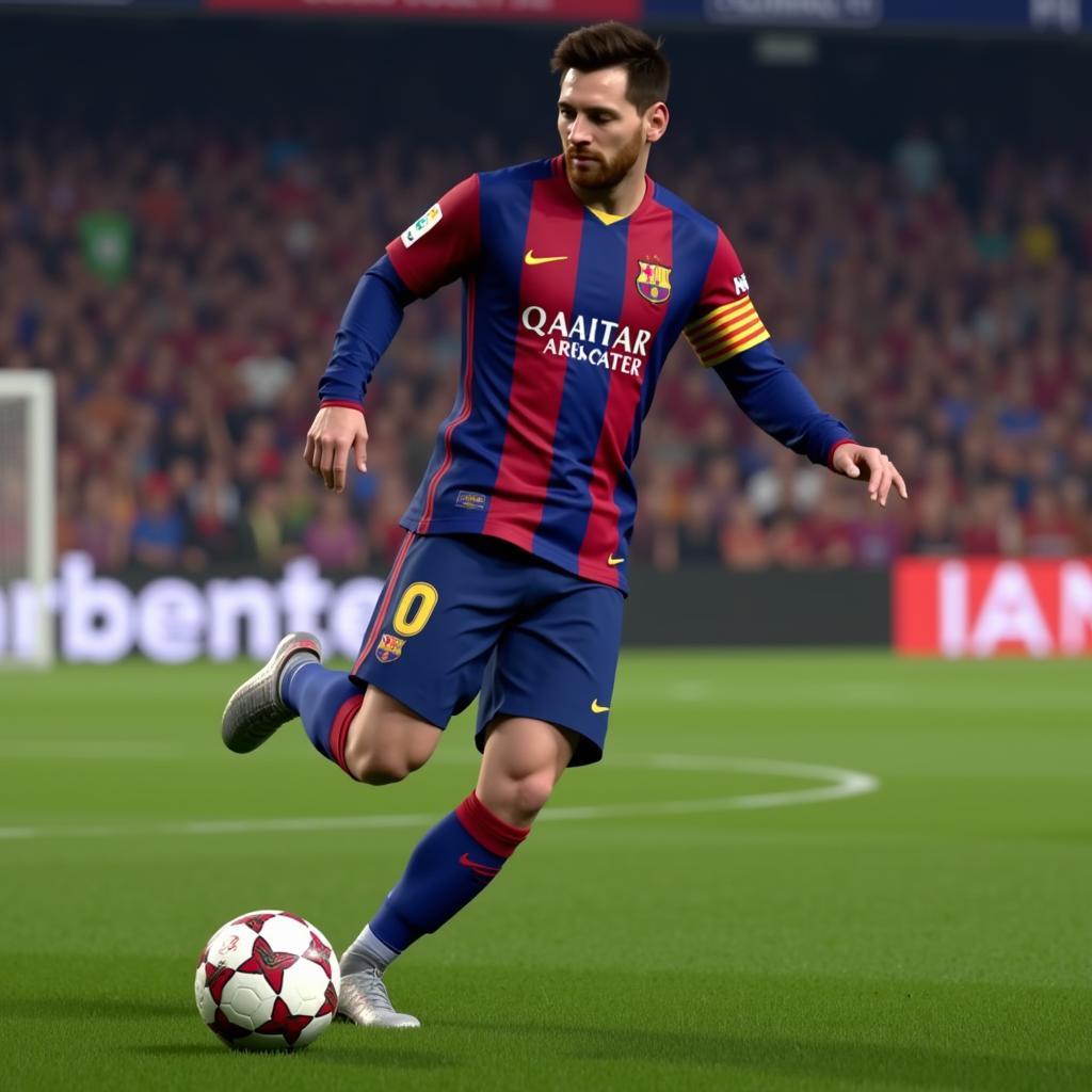 Messi trong FIFA 19 thể hiện kỹ năng rê bóng